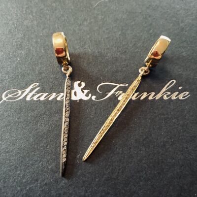 Diamond Spike Huggie Earrings - All Gold