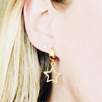 Pendientes Huggie Estrella - Oro