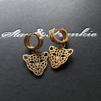 Leopard Huggie Earrings - gold