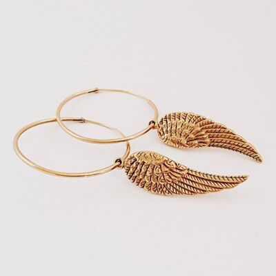 Wing Earrings - Gold - Hoop