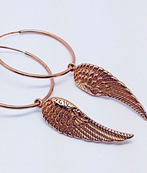 Wing Earrings - Rose Gold - Wire