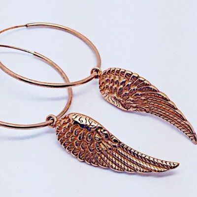 Boucles d'Oreilles Ailes - Or Rose - Fil