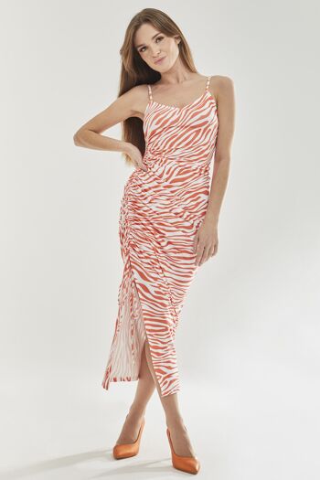 Liquorish Zebra Print Cami Dress en Orange et Blanc 2