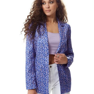 Liquorish Stroke Print Blazer in Purple