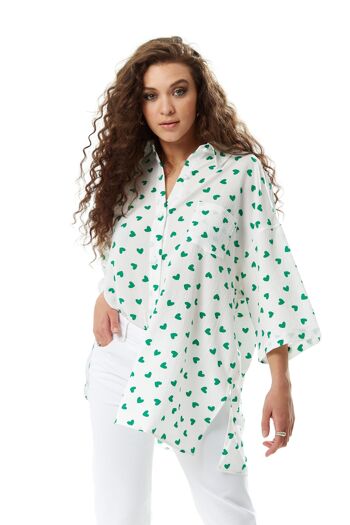 Chemise à imprimé cœur vert liqueur en blanc 8