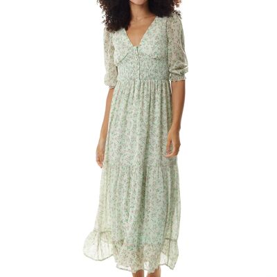 Liquorish Floral Maxi-Chiffon-Kleid in Mintgrün