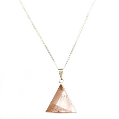 Collier triangle quartz rose - argent