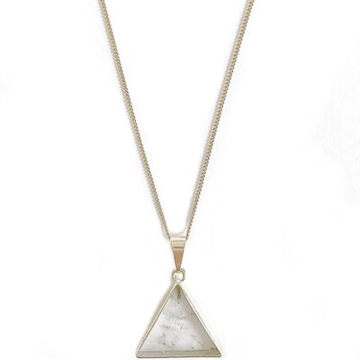 Bergkristall Halskette als Dreieck, vergoldet und versilbert - gold