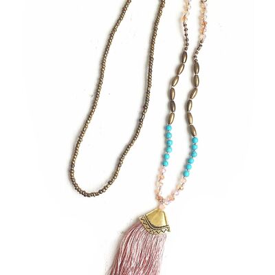 Get ready for Summer-Boho-Kette, altrosa