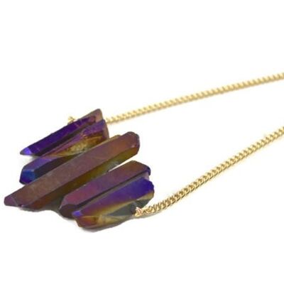 Purple - Regenbogenquarz Collier, gold