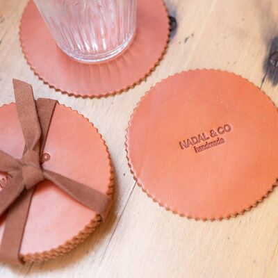 Pack of 6 leather coasters