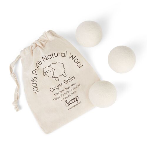 &Keep Wool Dryer Balls - Set of 3 & Cotton Storage Bag