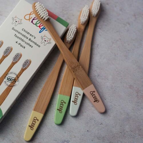 &Keep Children's Bamboo Toothbrushes - Pack of 4 Pastels