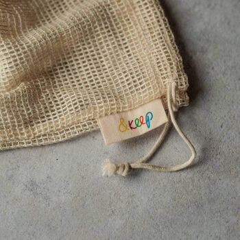 &Keep Petit sac de rangement/linge en maille de coton 3