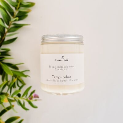 Bougie Temps calme - Cèdre | Bois de Santal | Musc blanc - 400g