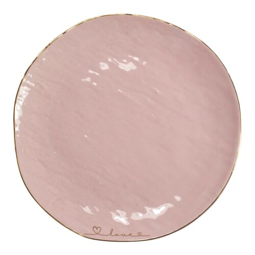 Teller 20 cm mit Goldrand "LOVE Serie" rosa