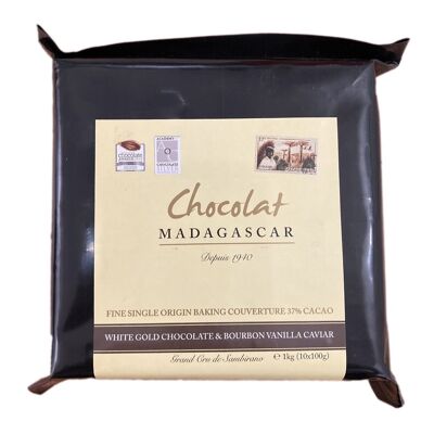 Weiße Schokoladenkuvertüre mit Vanillekaviar