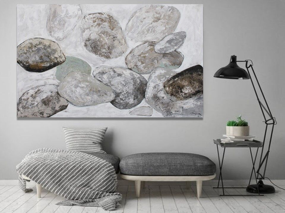 Quadro dipinto a mano con roccia bianca