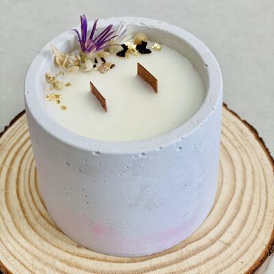 Scented Floral Soy Candle, White Round