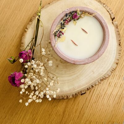 Scented Floral Soy Candle, Round Pink