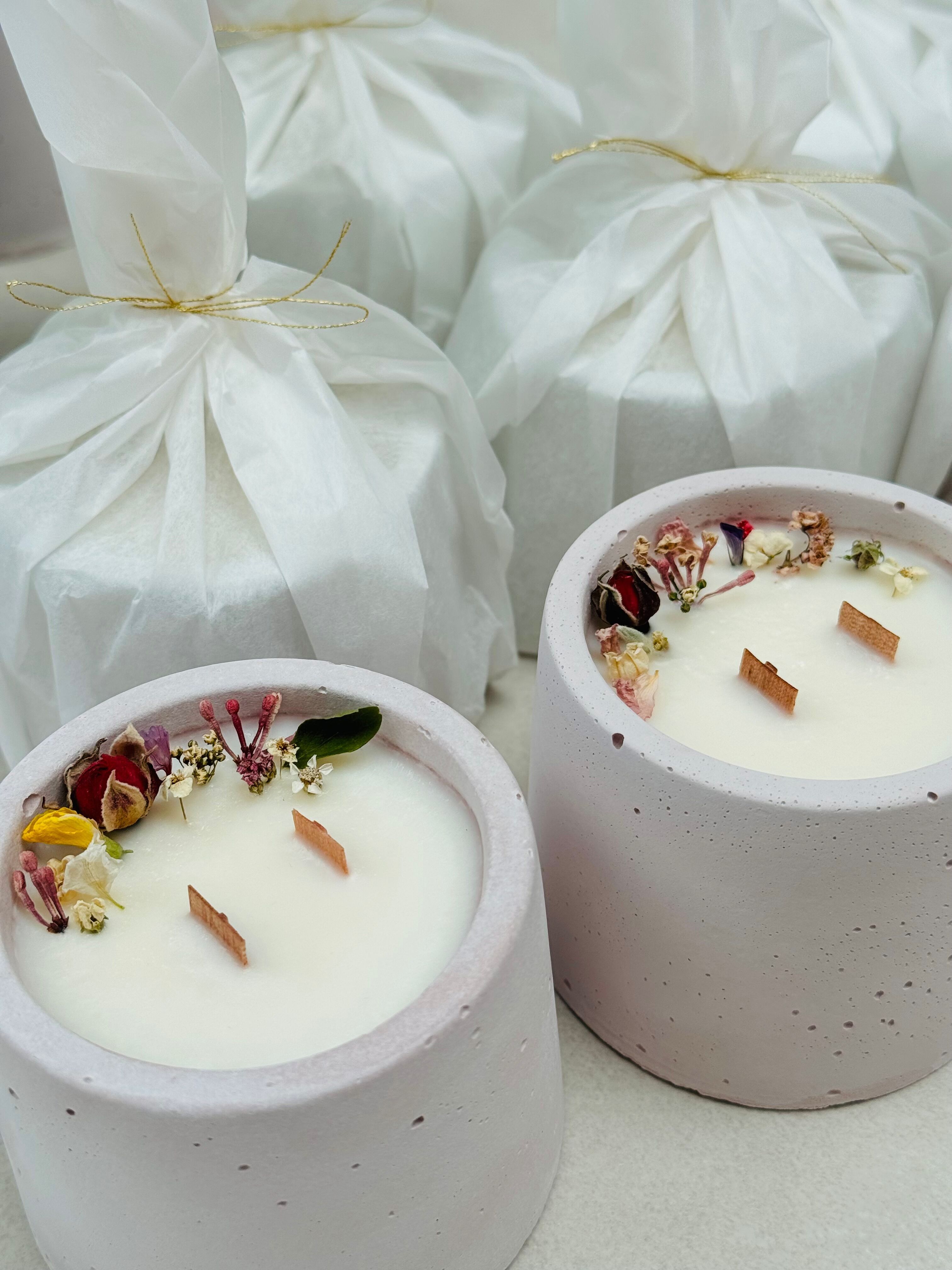 Scented Floral Soy Candle, Round Pink