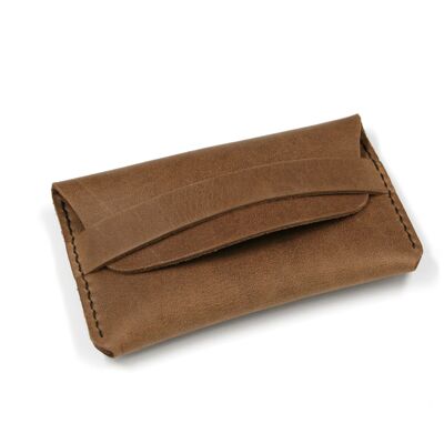 Business card case leather card case RUGGED - TOBACCO