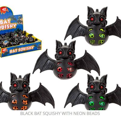 BLACK BAT SQUISHY WITH NEON BEADS