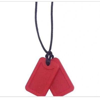 Dog Tag Chew Necklace Red