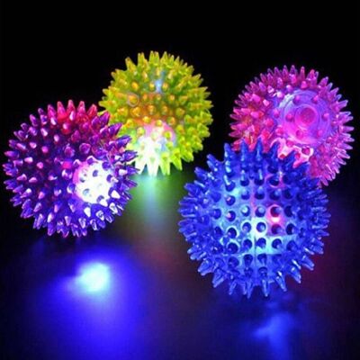 Flashing Light Up Spikey High Bouncing Ball Yellow