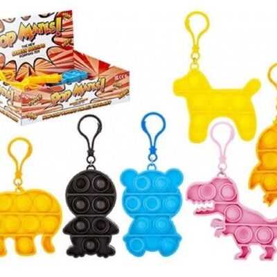 Push Pop Animal Keyring/Clip on Dog - Red