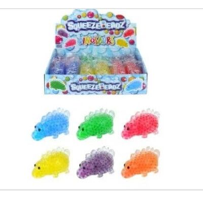 Squeeze Dinosaur Toys with Beads (12cm) Assorted Colours Blue