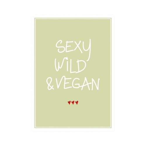 Postkarte Hoch "Sexy Wild & Vegan"