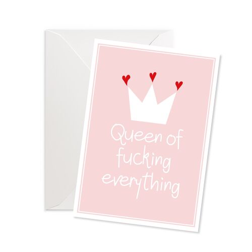 Doppelkarte Hoch "Queen of fucking everything"