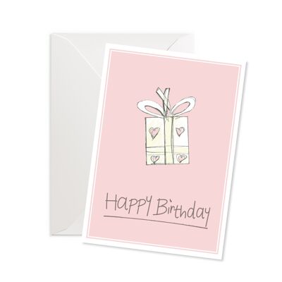 Doppelkarte Hoch "Happy Birthday Paket"