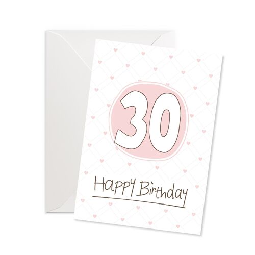 Doppelkarte Hoch "Happy Birthday 30"