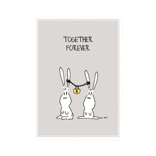 Postkarte Hase Hoch "Together Forever"