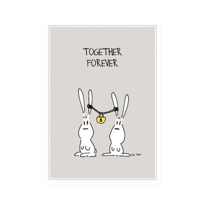 Postkarte Hase Hoch "Together Forever"