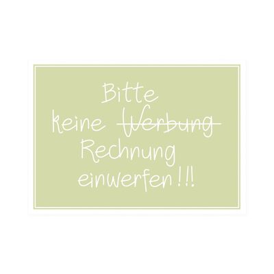 Postkarte Quer "Bitte keine Rechnung einwerfen"