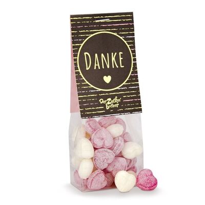 Sac de bonbons merci bonbons coeurs cadeau végétalien