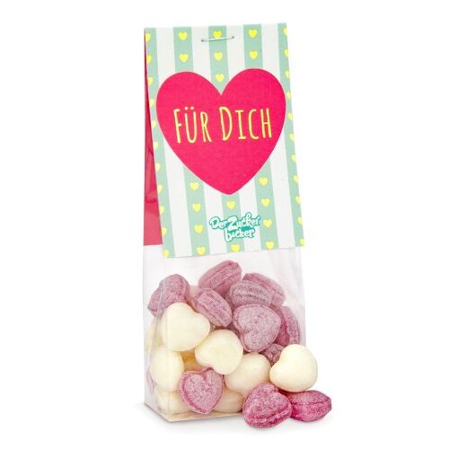 Naschbeutel Für Dich Bonbon Herzen vegan Geschenk