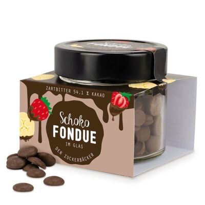 Wide-necked glass of chocolate fondue
