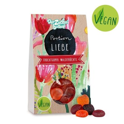 Portion de cadeau végétalien de gomme aux fruits d'amour