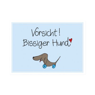 Postkarte Quer "Vorsicht! Bissiger Hund"