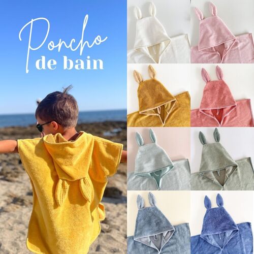 PACK VACANCES A LA PLAGE ET PISCINE | 8 ponchos de bain bébé capuche oreilles lapin