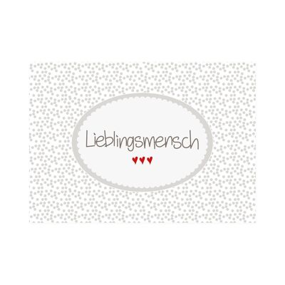 Postkarte Quer Motiv "Lieblingsmensch" grau