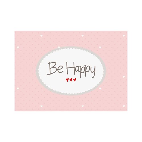 Postkarte Quer "Be Happy" rosa
