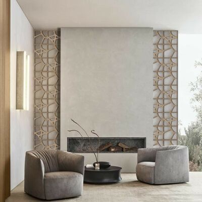 Paneles huecos de madera orgánica - Arte de pared geométrico - Decoración del hogar (35 cm)