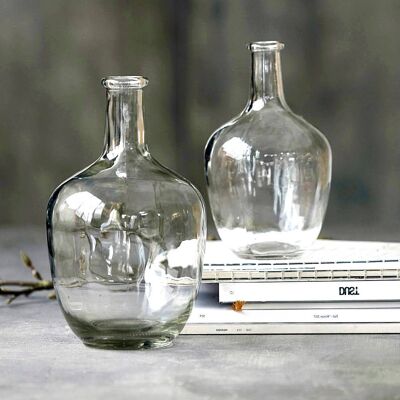 Clear Recycled Glass Bottle Neck Vase Height 25cm