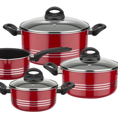 Set de casseroles Milano Color 7 pièces rouge