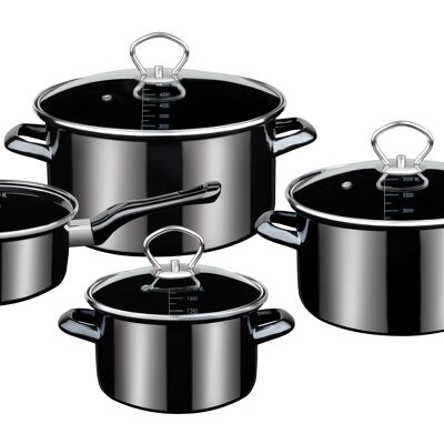 Kochtopf-Set Emaille Profi-Black-Star 7-tlg